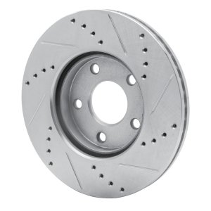 Chevrolet HHR Brake Rotor (1) - Front Left - R1 Concepts - Drilled & Slotted - Silver - `06-`11